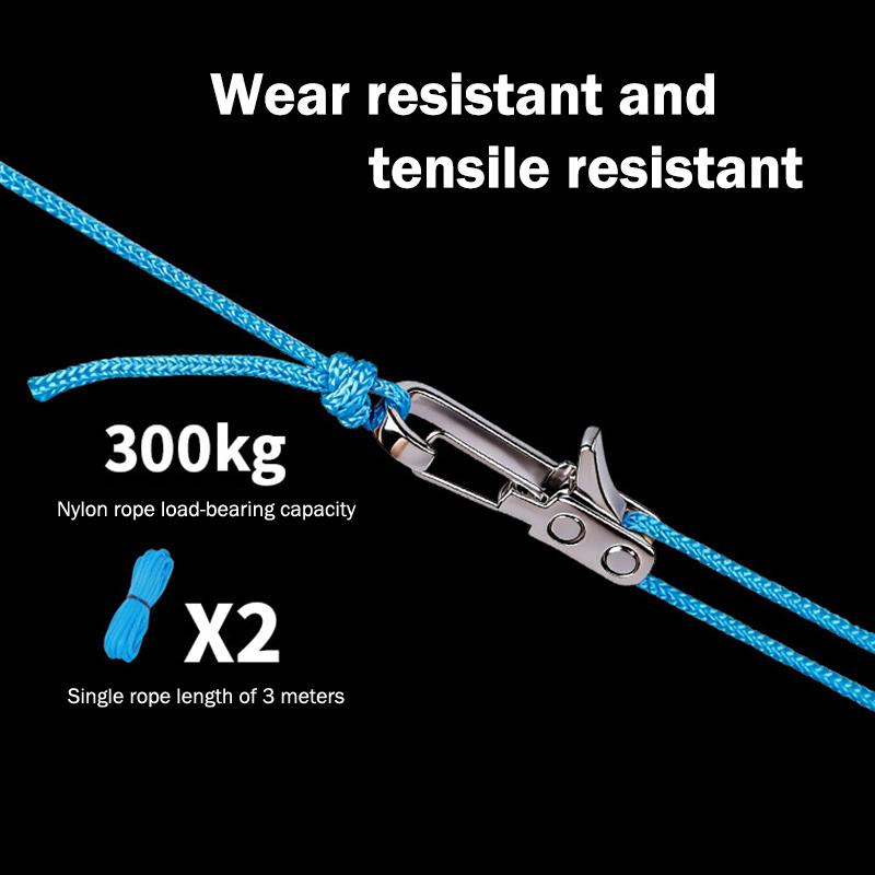Lock Buckle Rope With Roller Tensioner 2 Roll Cord 6 Hooks Heavy-Duty Umbrella Cord Adjusters Quick Adjust Cam Technology