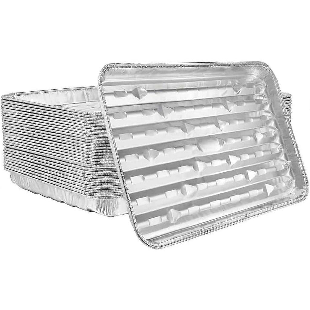 VeZee Disposable Large Aluminum Broiler Pans Compatible with Baking & BBQ - Easy Cleanup, 60 Count