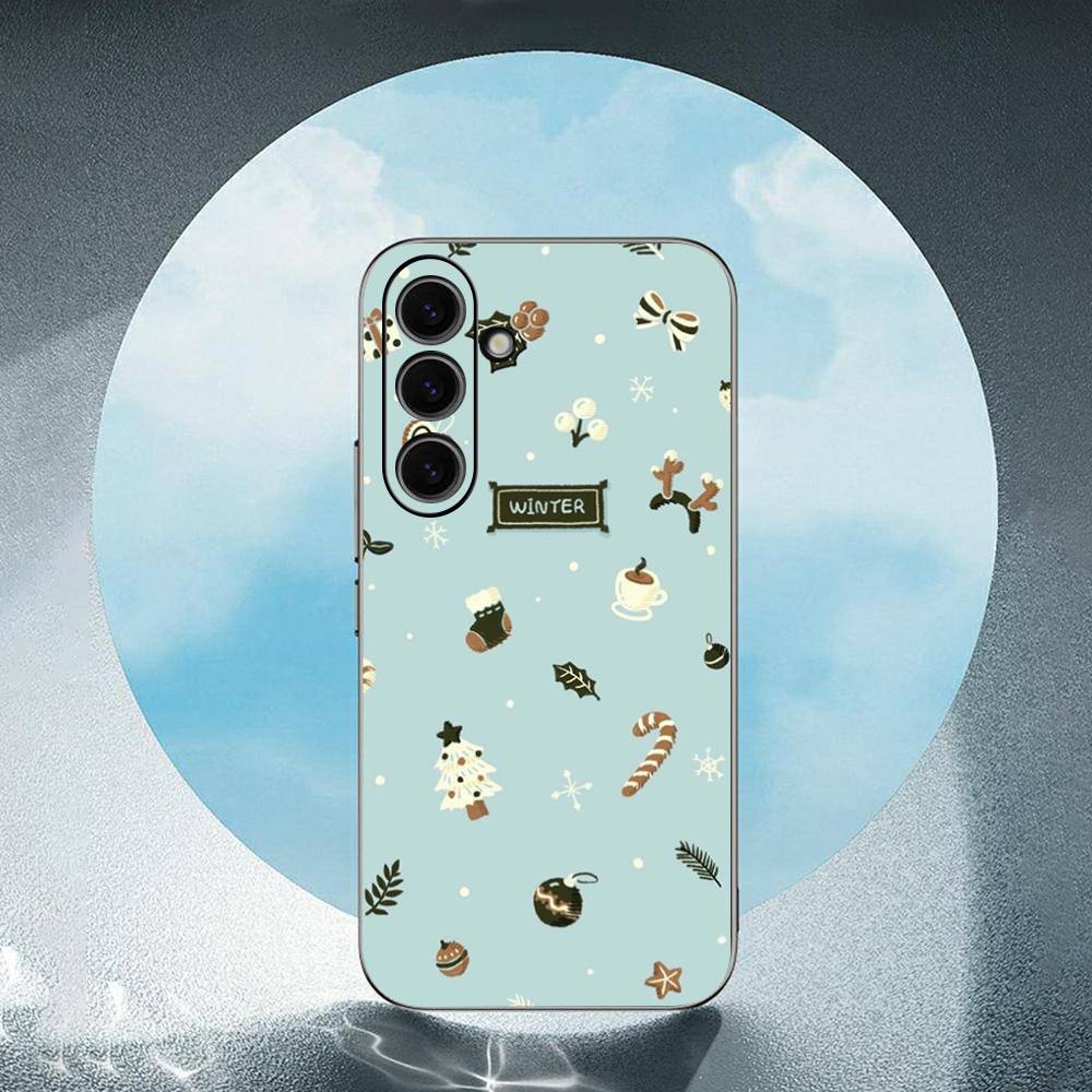 Candy Canes For Samsung Galaxy S25 S24 S23 Ultra S22 S21 Plus S20 Black Soft Silicone Protective Case