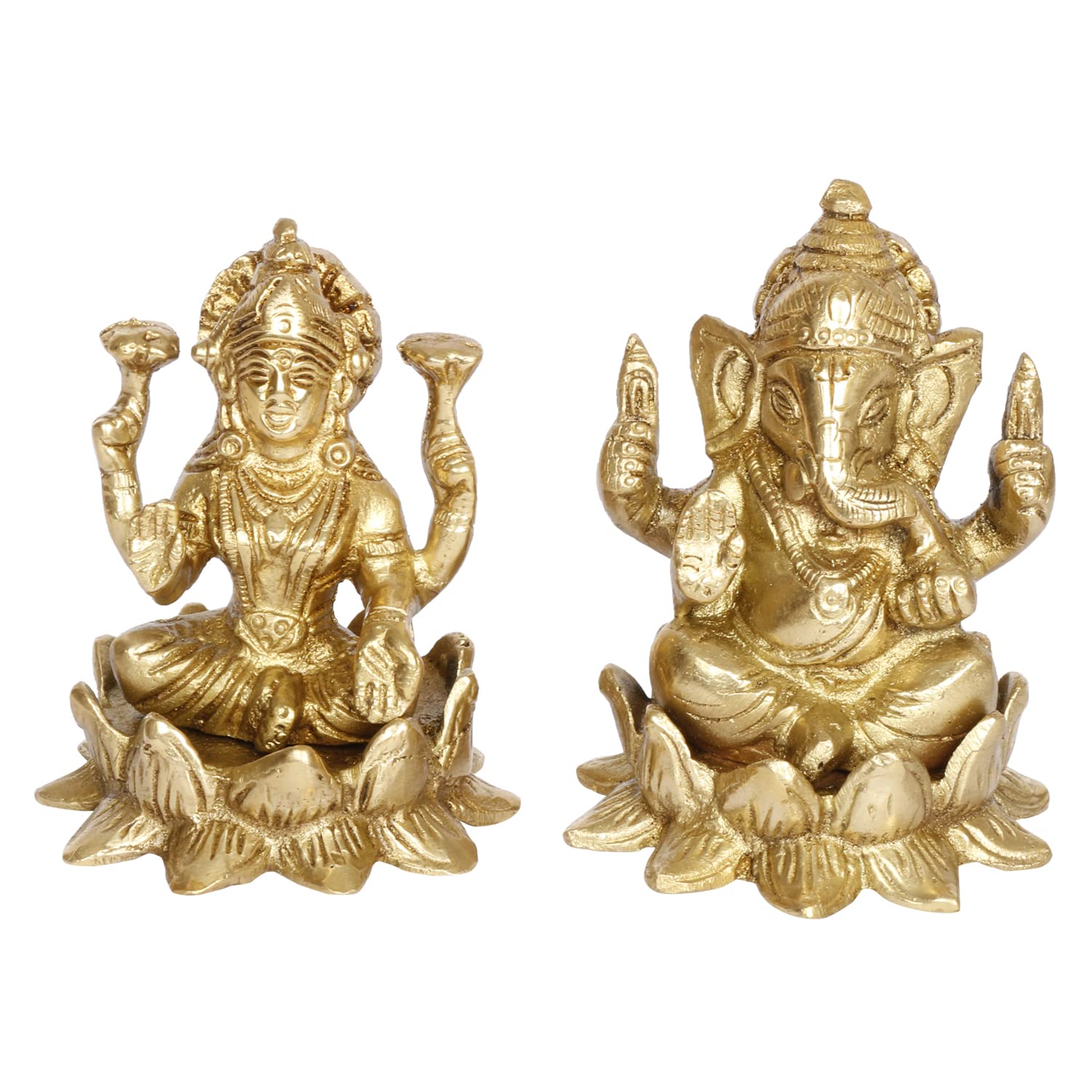 

Pure Brass Laxmi Ganesha Idol, Lord Lakshmi Ganesh Statue, Home Decor, Gold