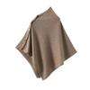 2025 Autumn/Winter Merino Wool Slanted Hem Cape with Gold Buckle