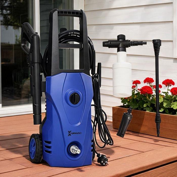 Pressure Washer 130 Bar Max, 1600 W, Aluminium Pump, 6 M Hose and Soap Bottle