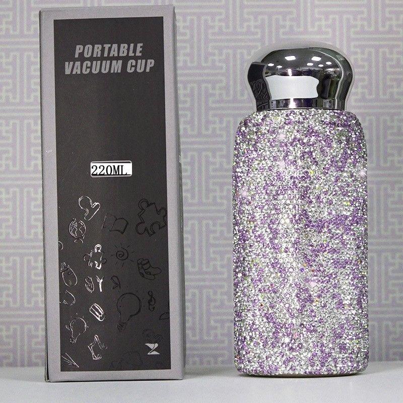 Violette Voll-Strass Luxus Isolierte 304 Edelstahl Wasserbecher