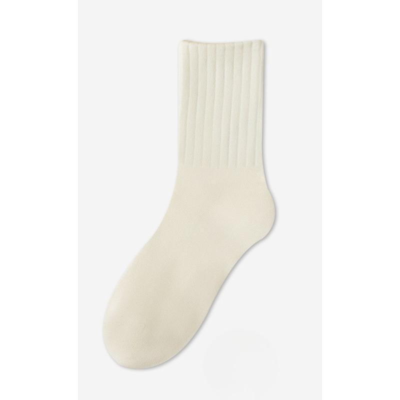 Women's Winter Cotton Socks for Warmth, Wide-mouthed Milk Tea Solid Color Women's Socks, Combed Cotton High-top Cotton Socks