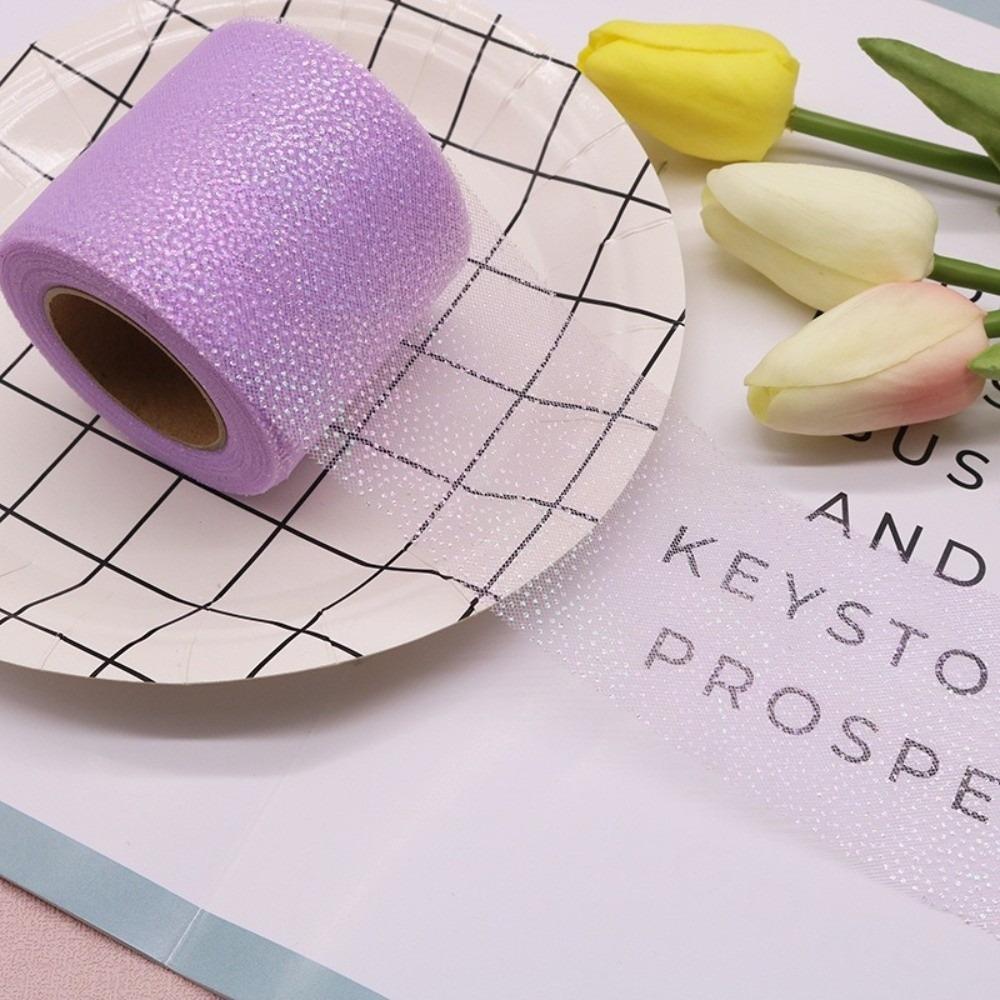 6CM 25Yards Glitter Dot Tulle Roll DIY Craft Gifts Packaging Material New Crystal Sequin Ribbons