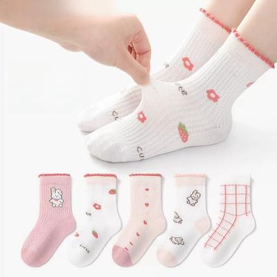 Mädchen Socken 5 Paare/Lot Frühling Sommer Baumwolle Kleinkind Kinder Socken Niedliches Blumenmuster Für Kinder Baby