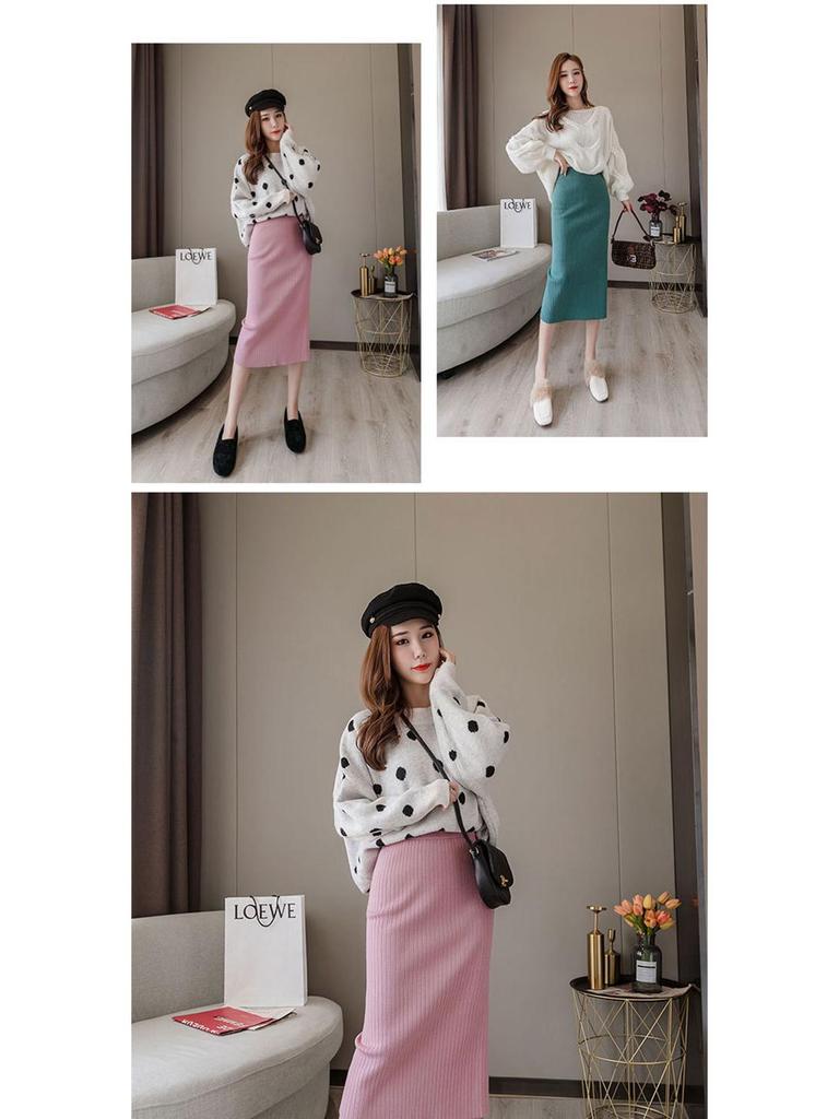 Jupe crayon en laine taille haute: Moulant, Amincissant, Mi-long avec Fente, Parfait pour l'Automne et l'Hiver.