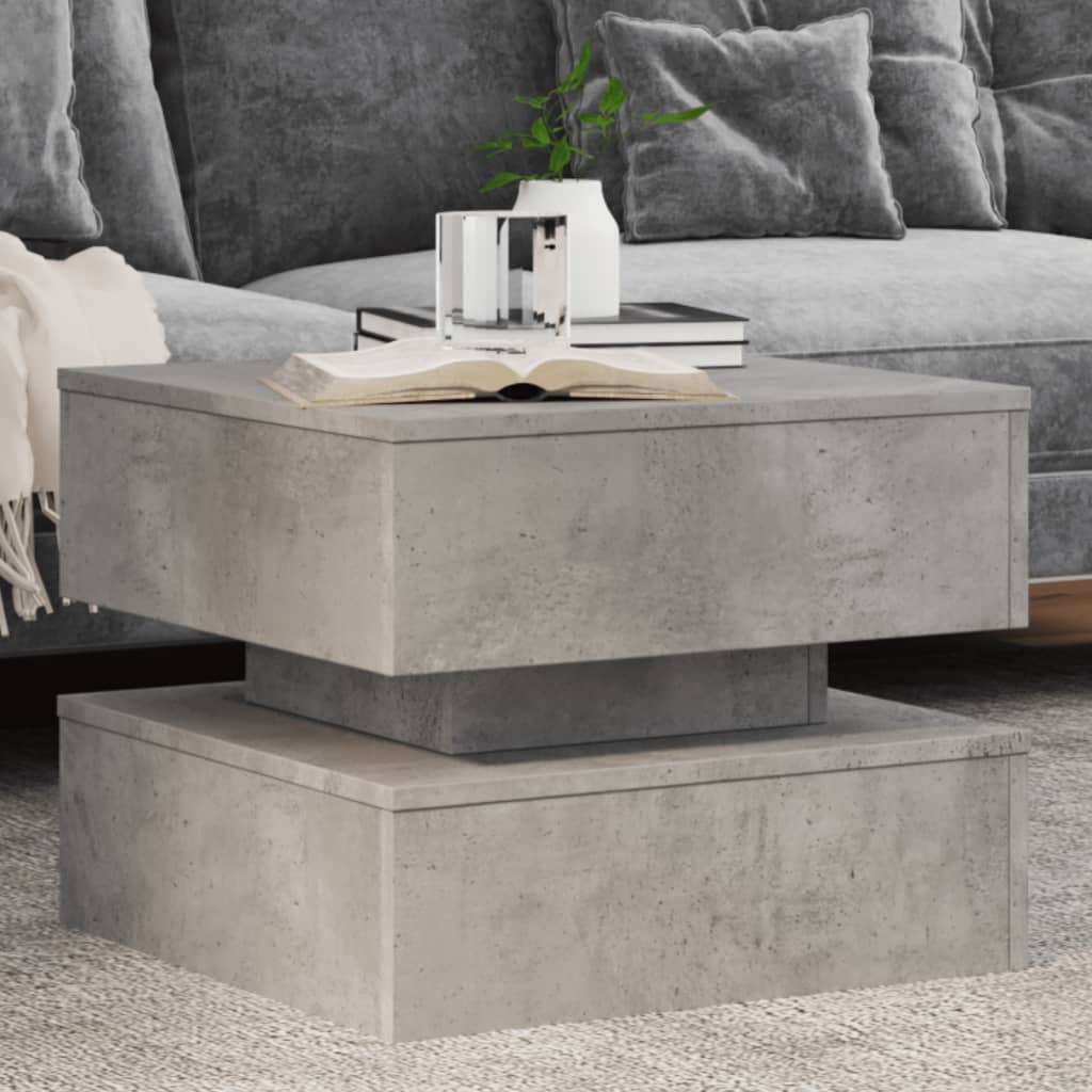 LED Coffee Table in Concrete Grey 50 x 50 x 40 cm