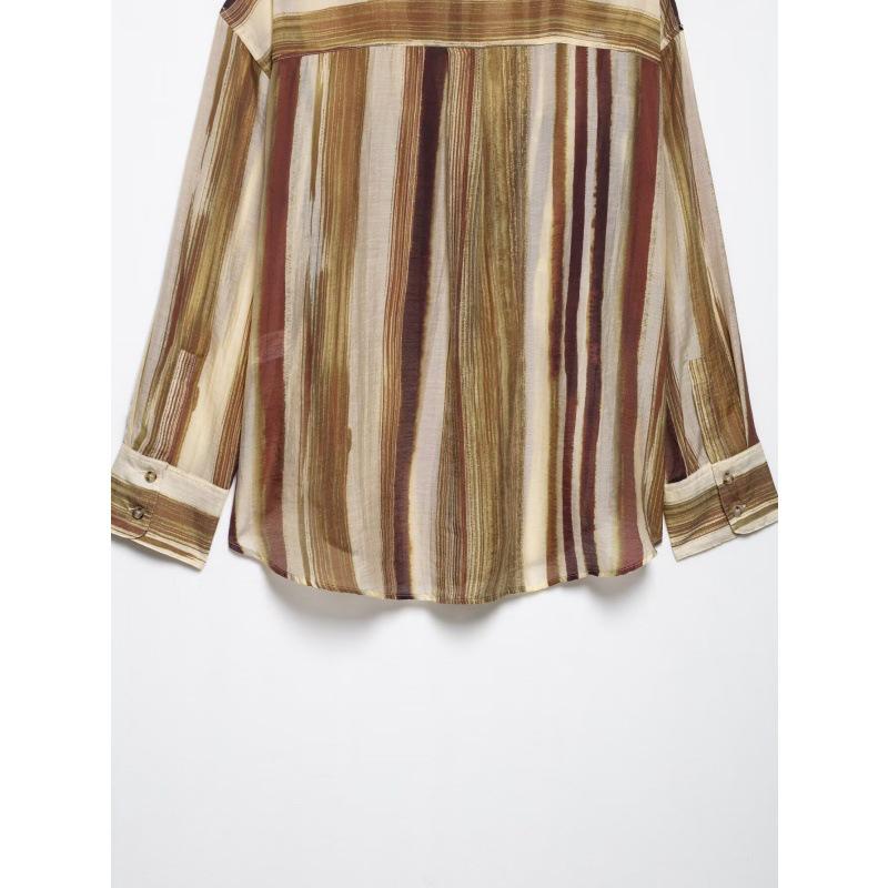 2025 European & American Retro Striped Loose Casual Women's Shirt