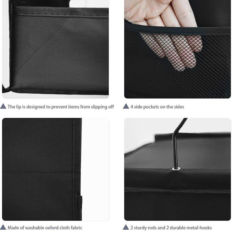 3 Floors Hanging Wardrobe Organizer with Partitions Mesh Pockets Washable Oxford Fabric Storage Bag for Clothes