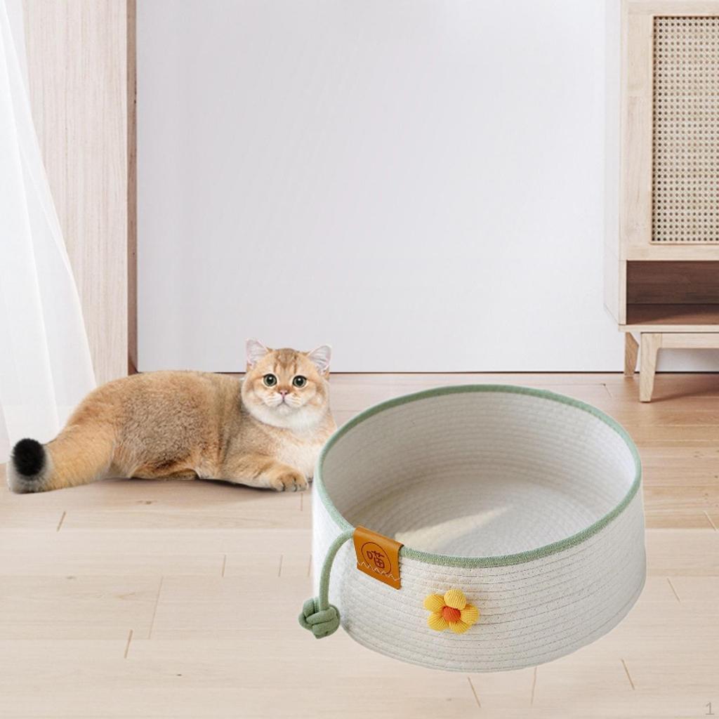 Cat Bed Cotton Rope Handwoven Furniture Protection Easy To Clean Universal Sleeping House Cute Style