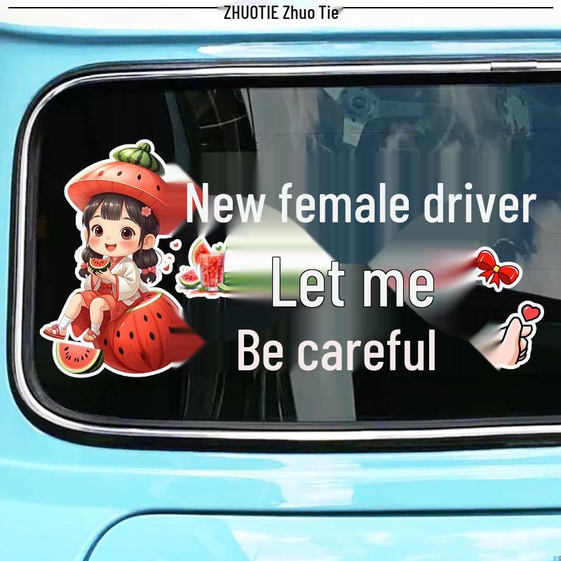 New Female Driver - Cute Heart Rear Window Car Sticker