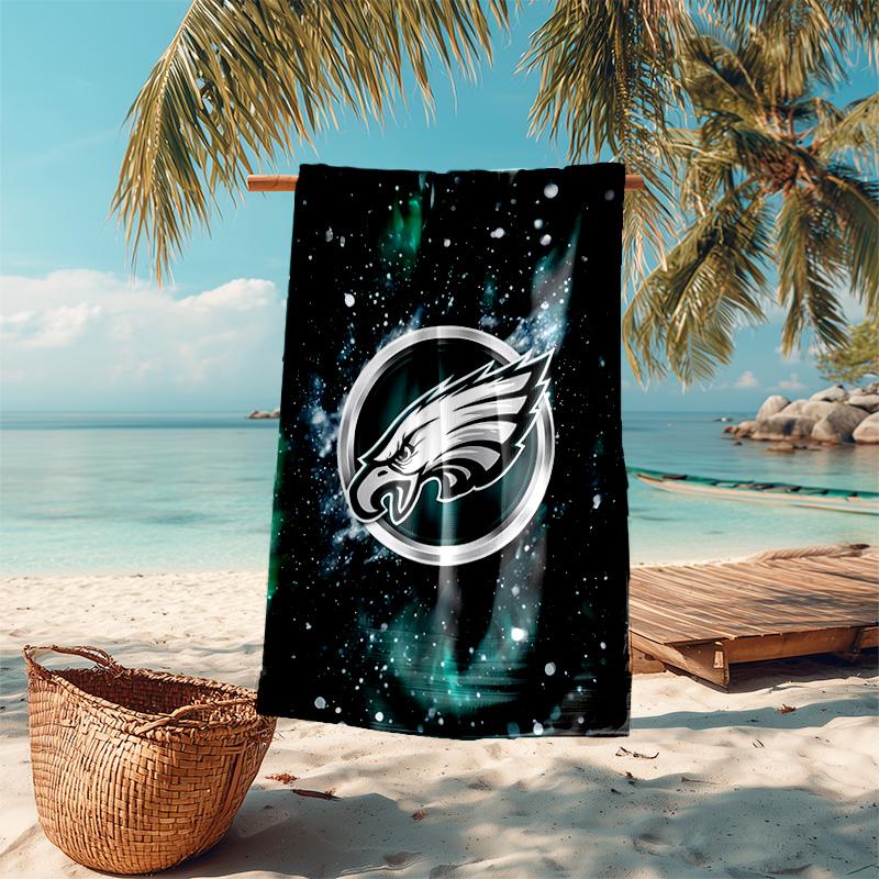 proof beach towel with Philadelphia Eagles LOGO pattern - soft,absorbent,quick-drying,machine washable - perfect for swimming,camping,bathing