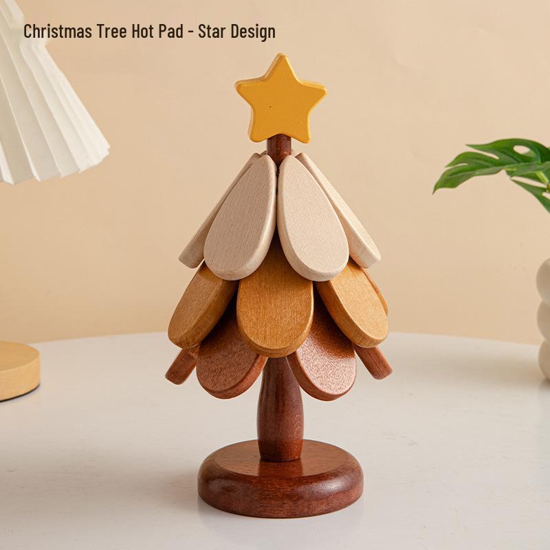 Wooden Tree Coaster: Solid Wood Heat-Resistant Drink Placemat, Home Decor, Christmas Gift