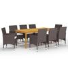 VidaXL Garden Dining Set, 9 Pcs Brown