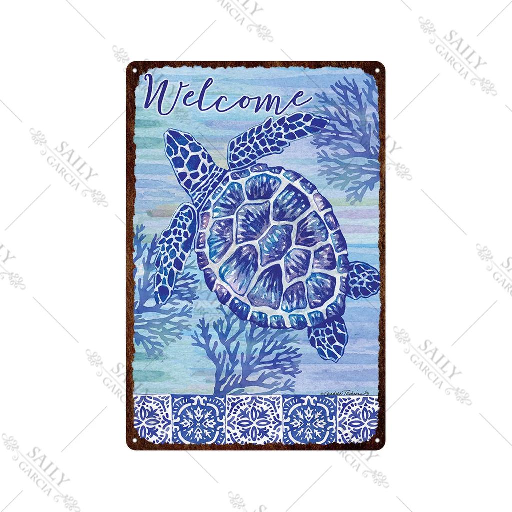 Welcome Home Vintage Metal Tin Sign Garden Wall Decor Metal Poster Sweet Home Tin Sign Family Farm Beach Hut Metal Plates Pla