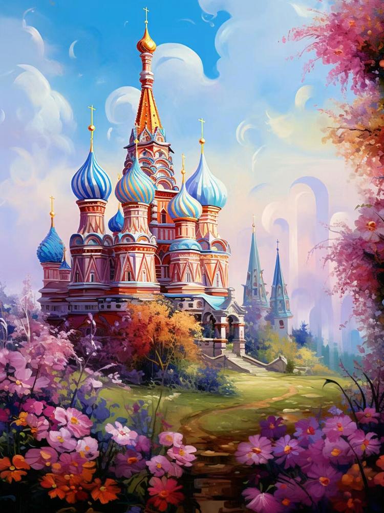 Diamond Painting Castle Russia 5DDIY Diamond Flower Picture Embroidery Landscape Church Mosaic  Kit Handmade Hobbies Decoration