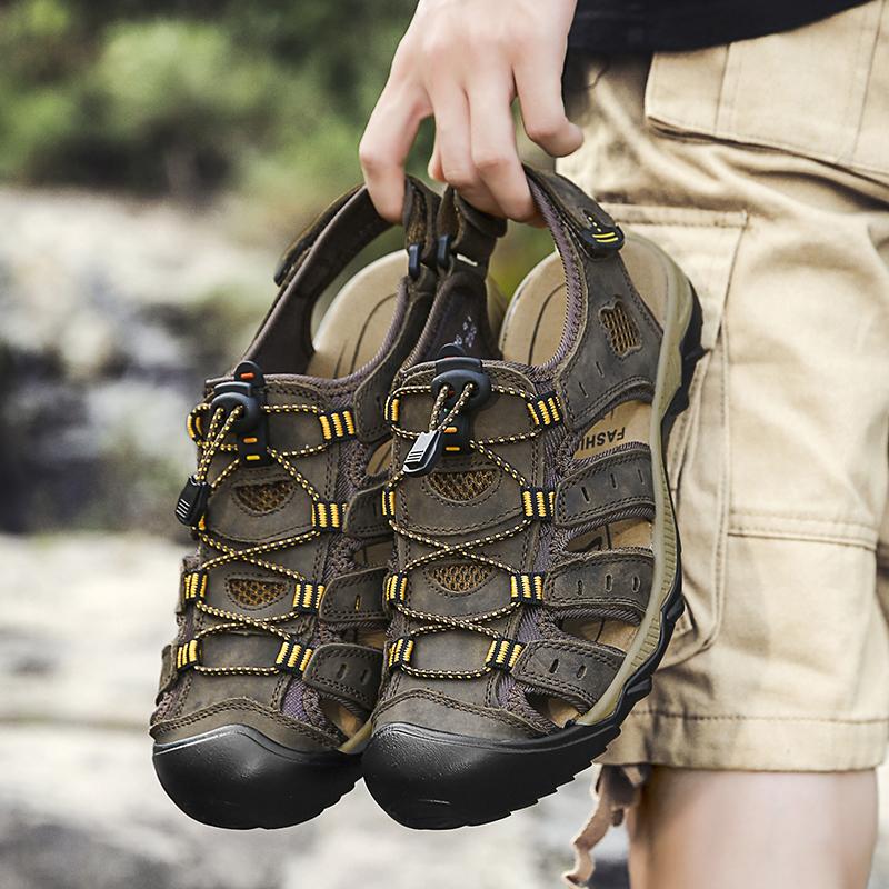 Velké letní outdoorové pánské plážové sandály z pravé kůže pánské sandály v římském stylu