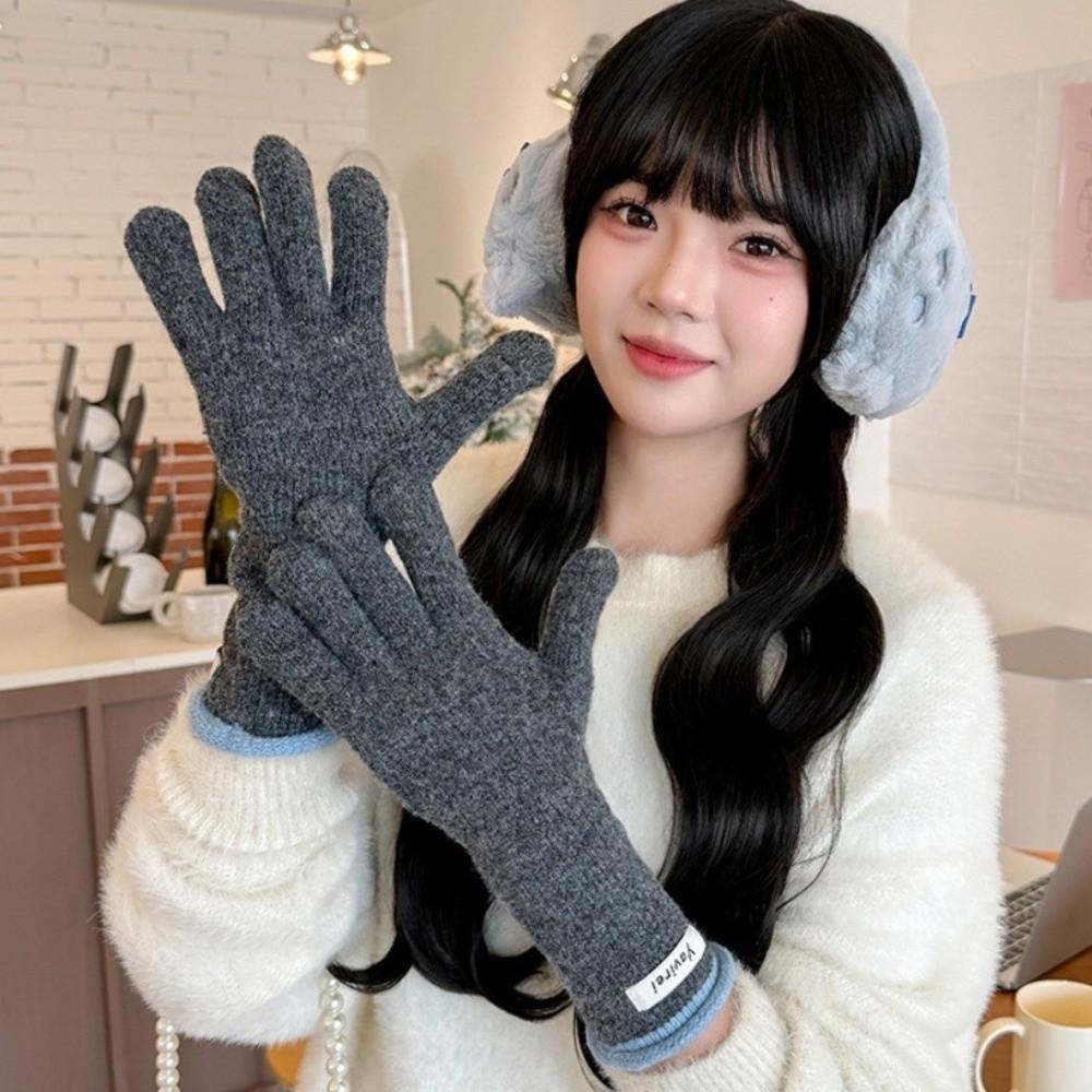 Fleece Lined Warm Touch Screen Gloves Windproof Long Cuff Gloves Girls