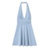 2025 Spring/Summer Women's Slim Solid Color Halter Neck High Waist Mini Dress