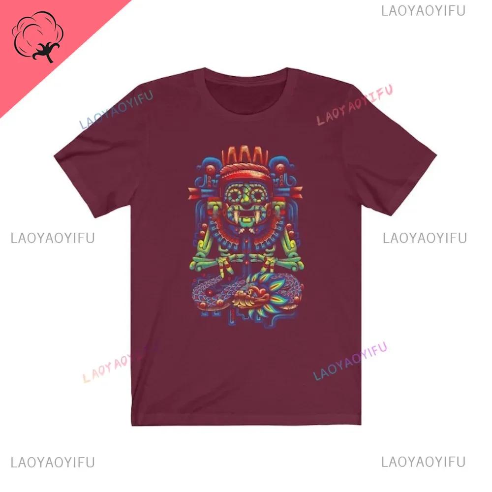 Tlaloc Quetzalcoatl Aztéčtí Bohové Starověcí Bohové Mexické Tričko Pánské Aztécké Tričko Aztécký Potisk Trička z Mexika Mexické Oblečení Muži