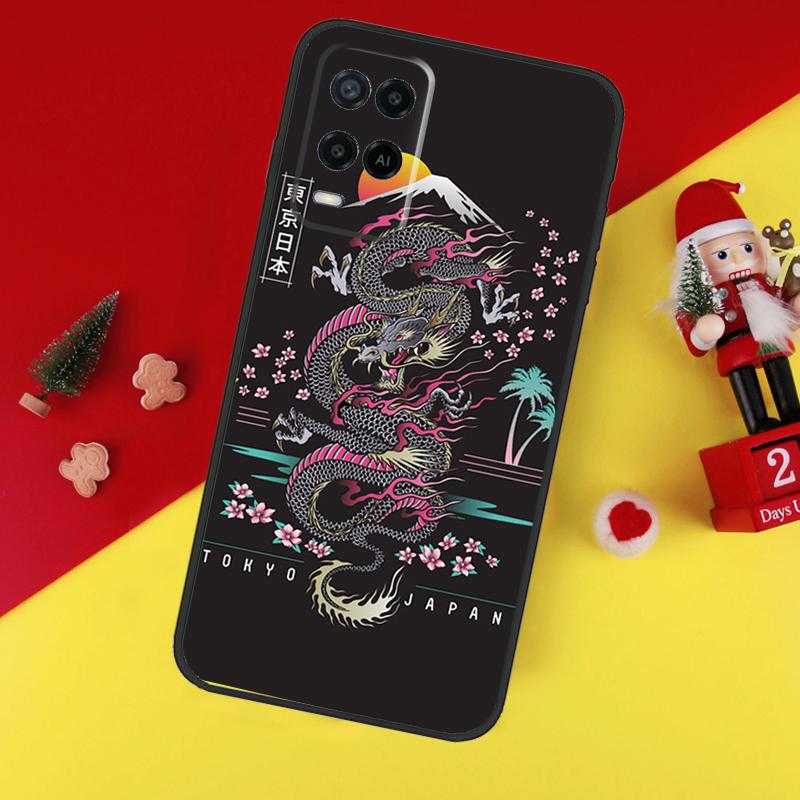 Japanese Dragon Style Case For Oppo A5 A6 Pro A15 A57 A17 A54 A74 A94 A76 A16 A96 A40 A60 A80 A18 A38 A58 A78 A98