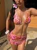 2026 Buntes Bedrucktes Bikini & Netzrock Sexy Mode Dreiteiliges Set