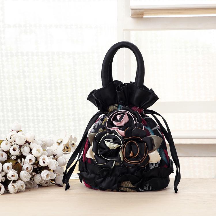 Ethnische Spitze Eimer Handtasche - Damen Koreanische Einfarbige Abendtasche