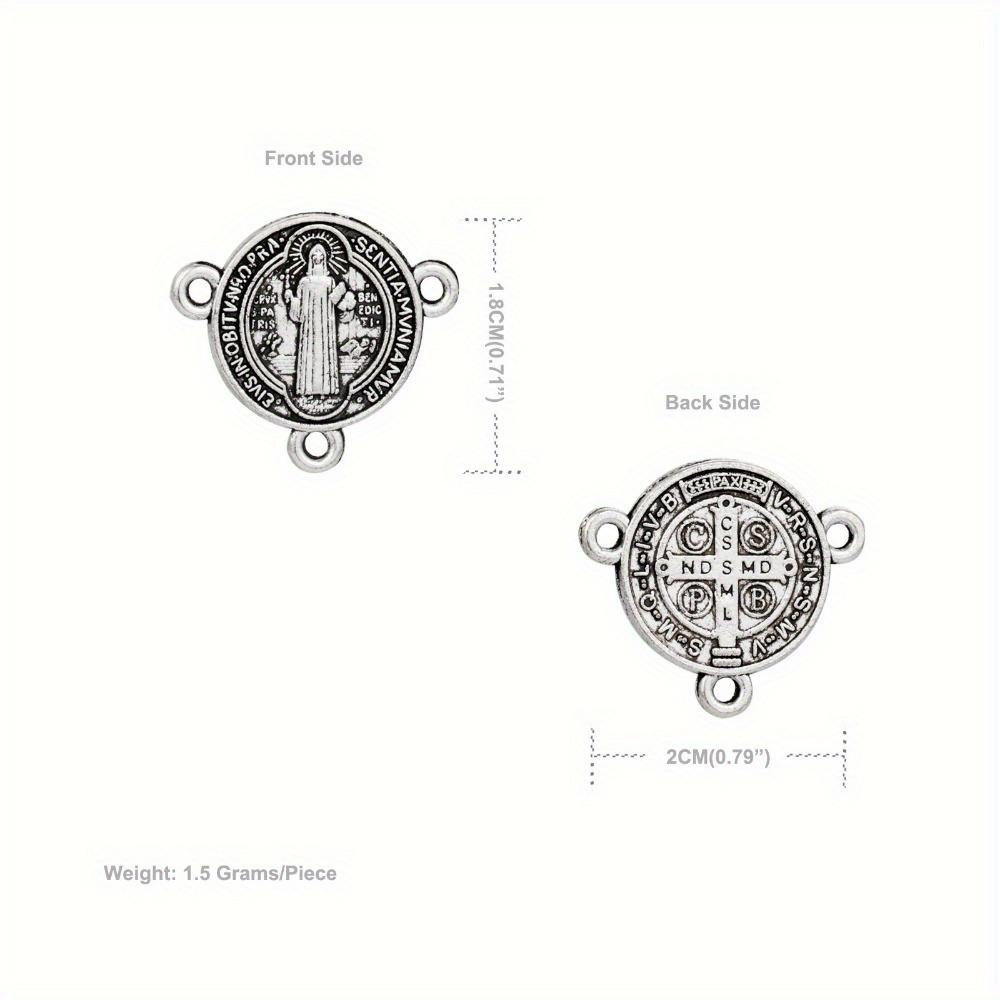 50 buc/Lot Aliaj 3 Găuri Medalie Exorcism Sfântul Benedict Conector Rozariu Piese Colier Șaplet Accesorii pentru Confecționarea Bijuteriilor