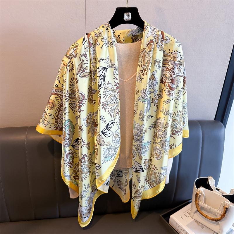 Cashew Nut Simulation Silk Premium 111cm Large Square Scarf Silk Scarf Printed Shawl Sunscreen Scarf Headscarf Scarf