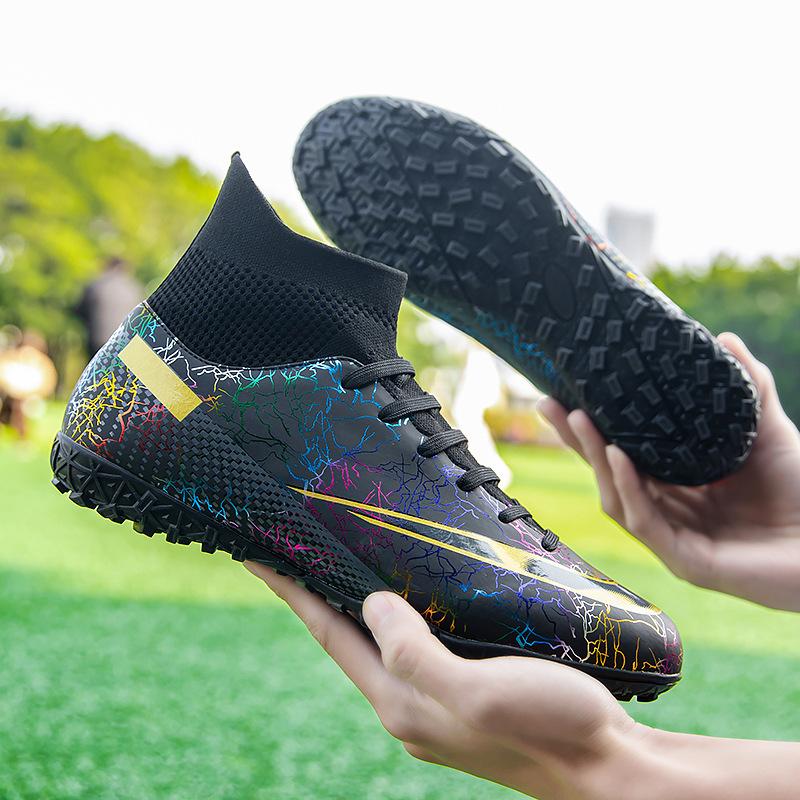 Autumn High Top Football Shoes Broken Nails Black Camouflage Large Size Boys Adult Professional Training Football Shoes