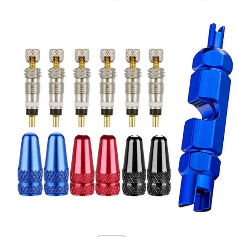 Bike Valve Core Set & Wrench Converter for Mountain and Road Repairs