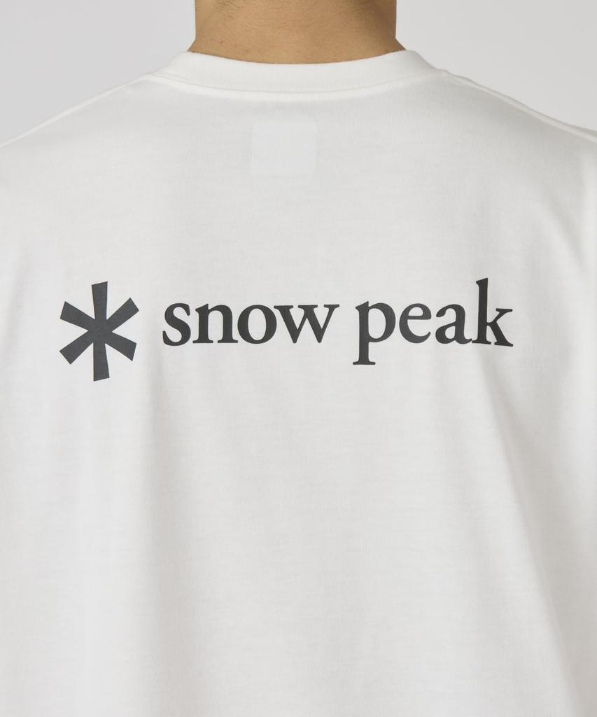 Snow Peak New Standard Back Printed Logo Short Off Size L T-Shirt NSD-TS-25AU004, Sleeve, Men's/Women's, White,