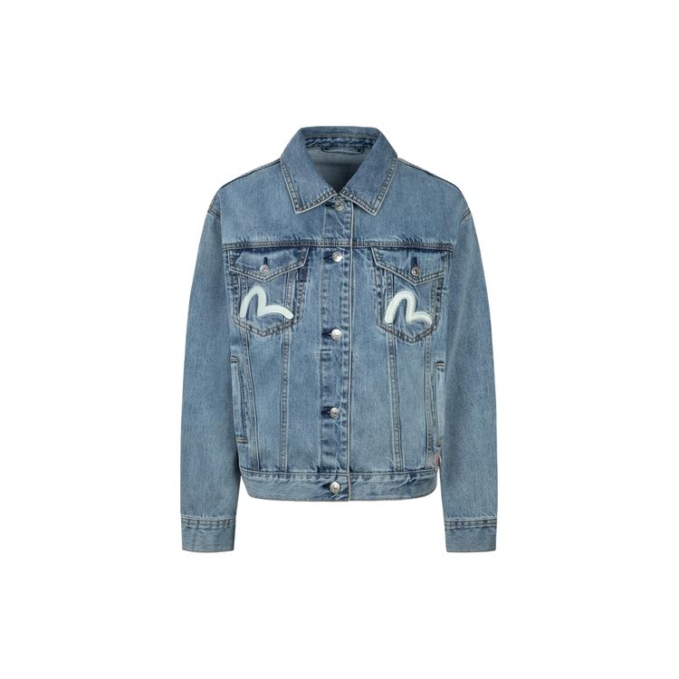 Evisu Aw23 Dharma Patch Wide Denim Jacket Women Jacket Denim-Blue 2EAHTW3DJ4052LFCT