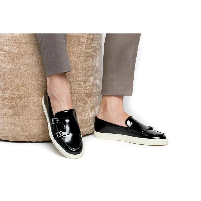 Pánské mokasíny PU Jednobarevné Klasické Pánské Módní Divoké Venkovní Sportovní Denní Monk Dvojitá Spona Ležérní Boty