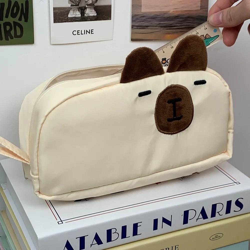 New Durable High Quality Capybara/Black Cat/Siamese Cat Pen Bag Large Capacity Portable Stationery Bag Pencil Box Student Gift