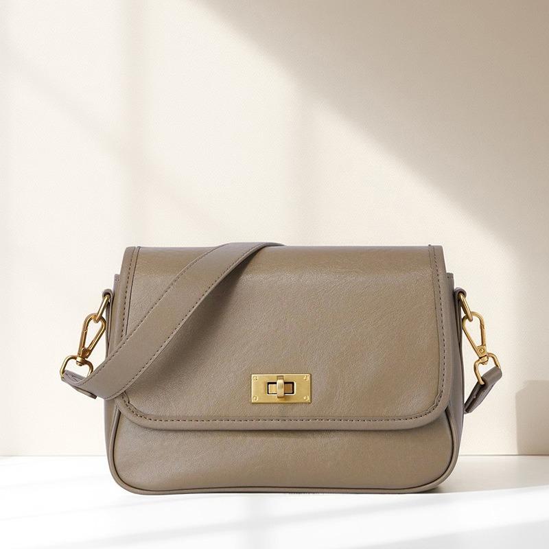 Bag women's new leather women's bag retro simple temperament shoulder bag versatile commuter small square bag women