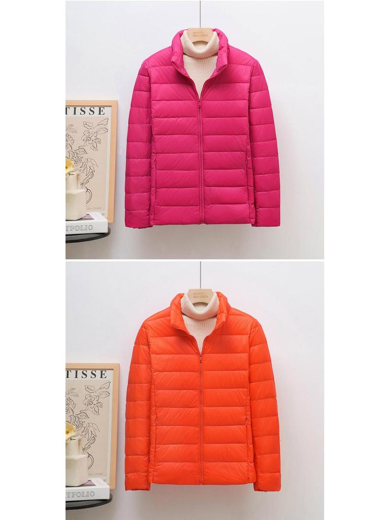 Damska lekka krótka kurtka puchowa ze stójką w stylu koreańskim, rozmiar plus, puch z kaczki białej, modna K-8711