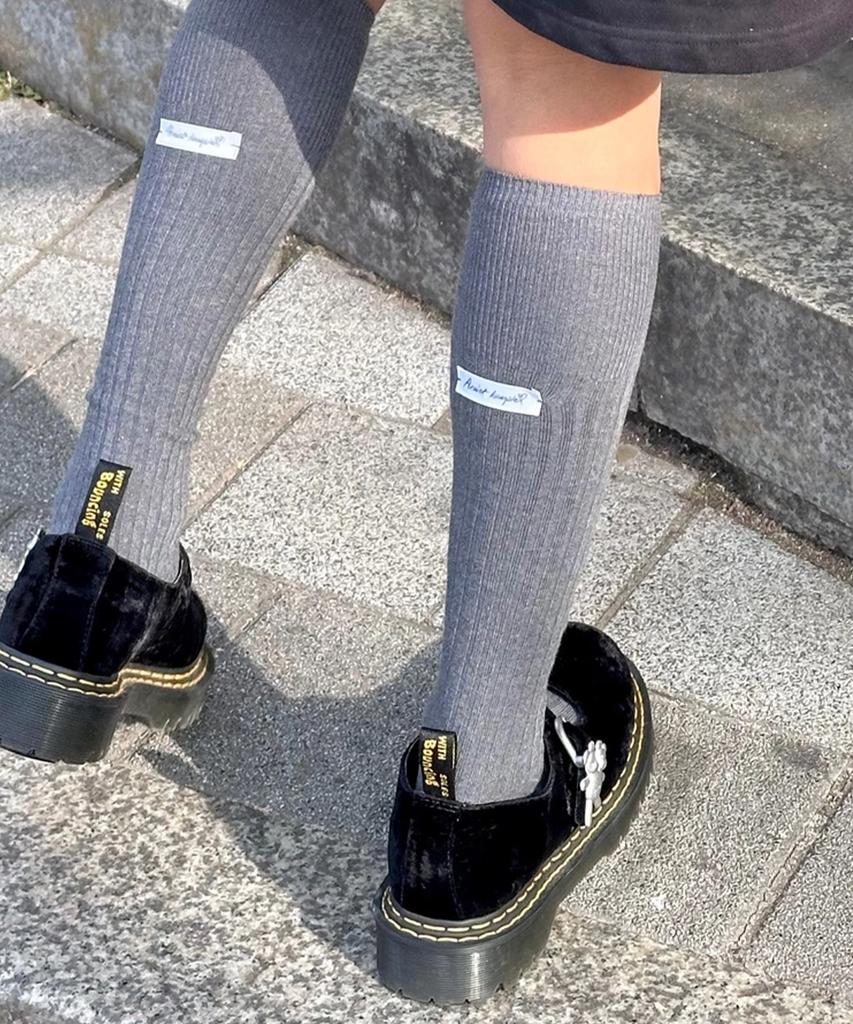 Atiseuteukeompeullegseu Artist Knee Socks (Grey)