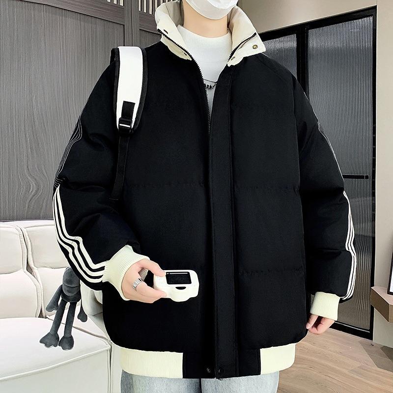 

Padded-on men s cotton-padded clothes autumn and winter new loose casual cold-proof thickened warm stand-up collar winter cotton-padded jacket 2XL чёрный