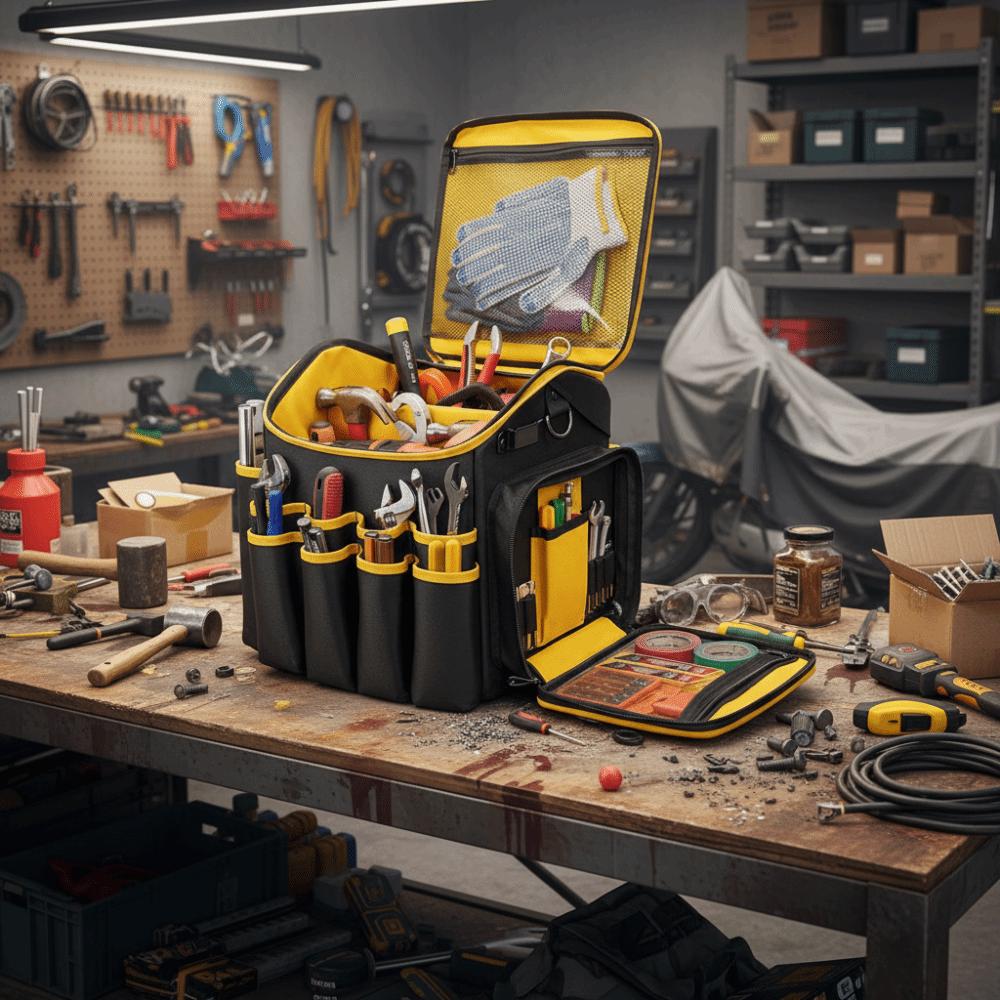 Large Capacity Tool Kit Wear-resistant Tool Tote Bag Removable Baffle Tool Organizer  Workshop