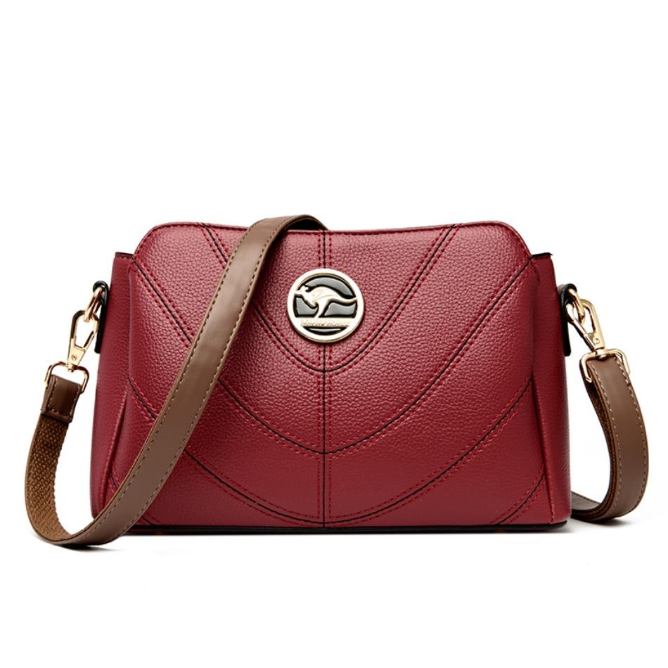 Brand Women Soft Leather Bags Luxury Designer Sewing Thread Handbag High Quality Crossbody Shoulder Bag