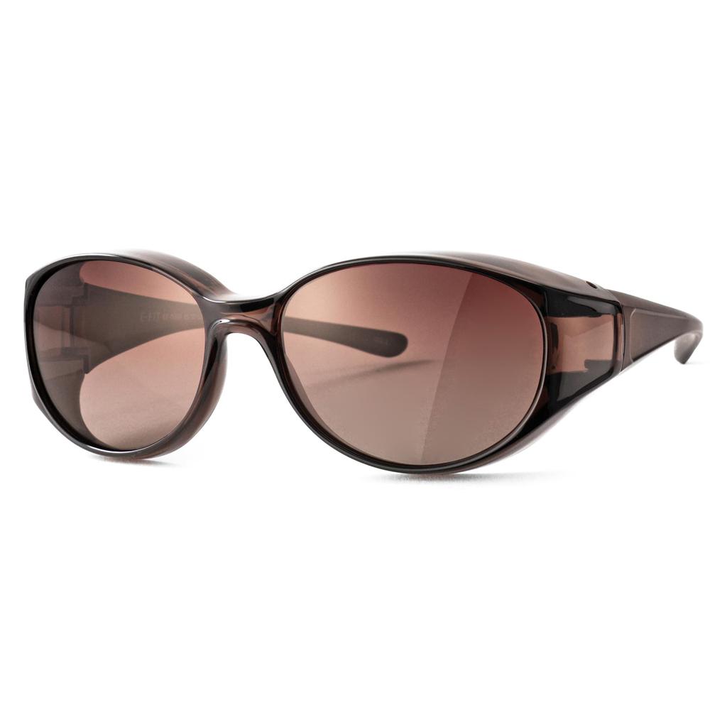 Driving UV Fits Over Glasses E-FIT Women's Sunglasses, Polarized, Protection, Brown, EF-OS06-C2,