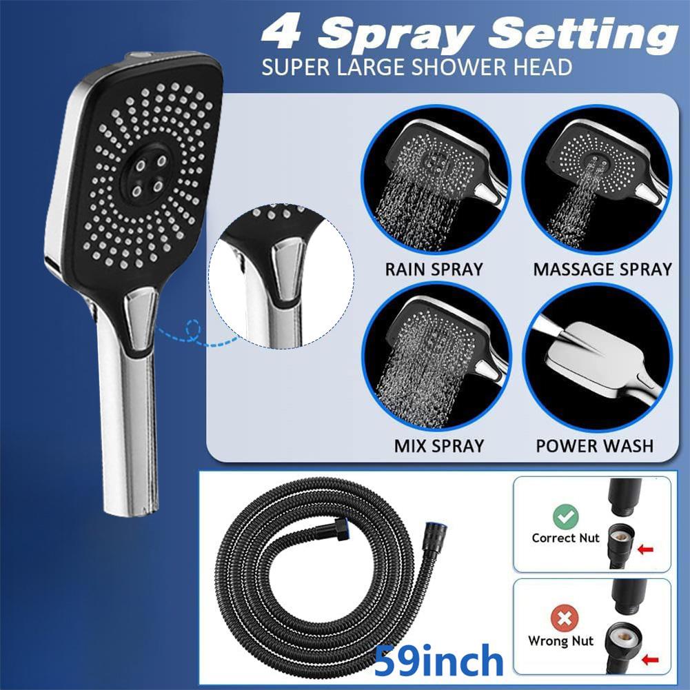 Shower Head Combo Set 12Inch High Pressure Rain Shower Head with Adjustable Extension Arm Wall-Mount Handheld Shower Spray