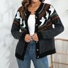Women's Polka Dot Knit Cardigan Retro Vintage Style Oversized Long Sleeve Open Front Sweater