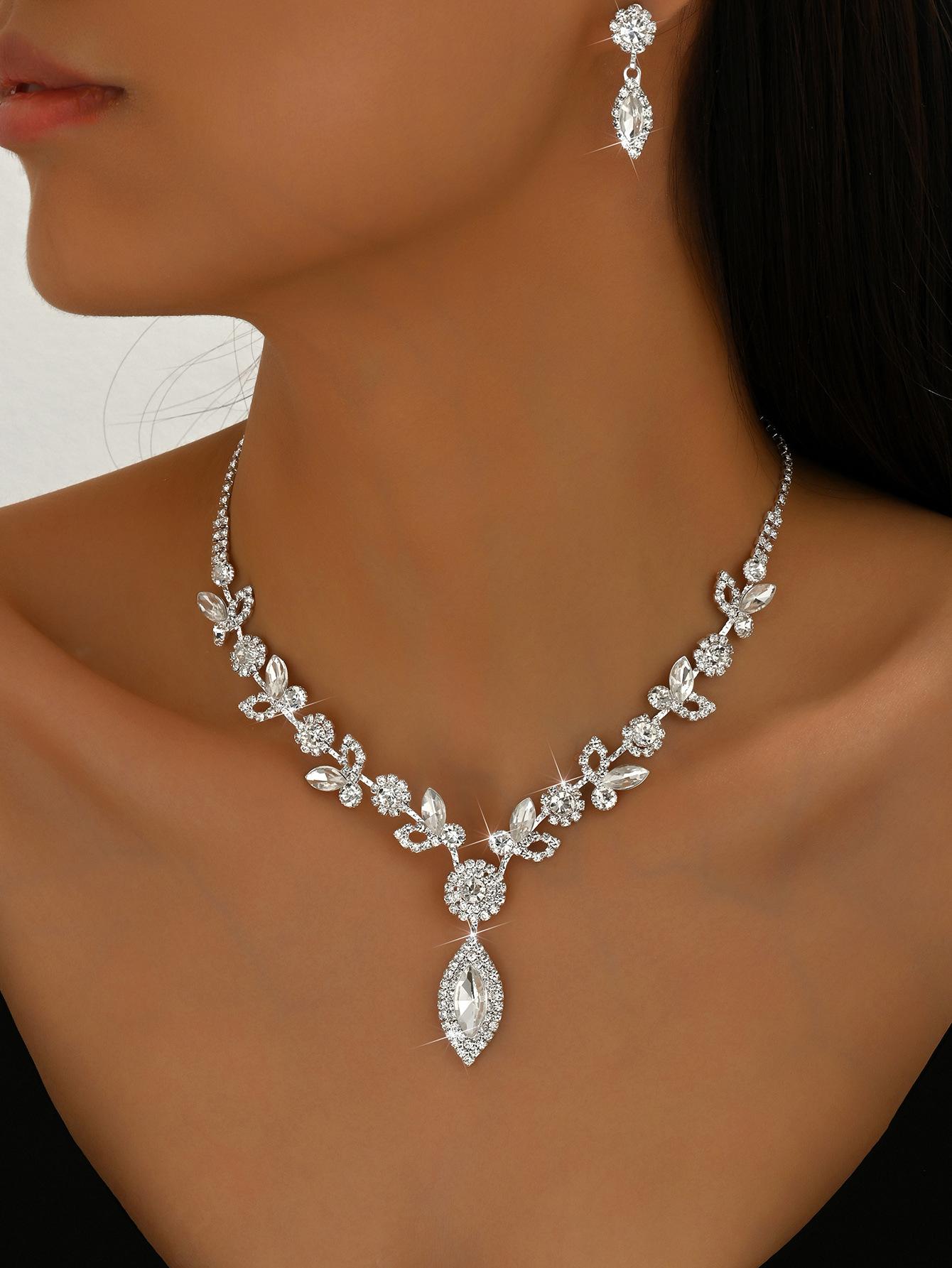 

Accessories, Bridal Set, Crystal Flower Jewelry Set, Banquet Wedding Necklace Accessories