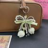 Pearl Bow Tulips Pendant Small Fresh Design Cute Pearl Bow Pendant Sweet Tulip Flower Bag Charm Accessories Mobile Phone Chain