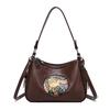 Genuine Brand Soft Leather Shoulder Bag Women Casual Tote Bags Female Solid Color Purse Printing Design Handbag Commuting Sac