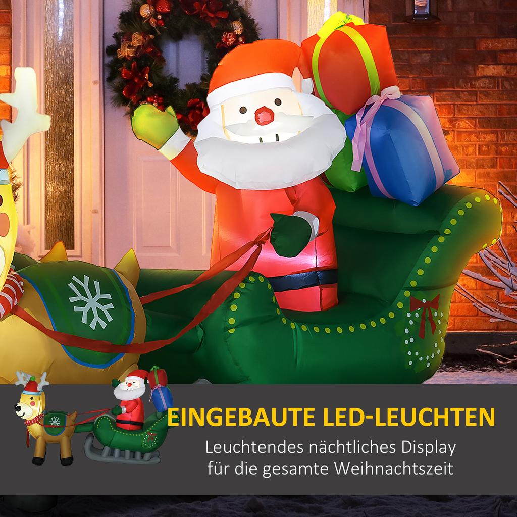 Inflatable Santa Claus, Inflatable Christmas Decoration, Incl. Blower, Indoor and Outdoor, White+Gold