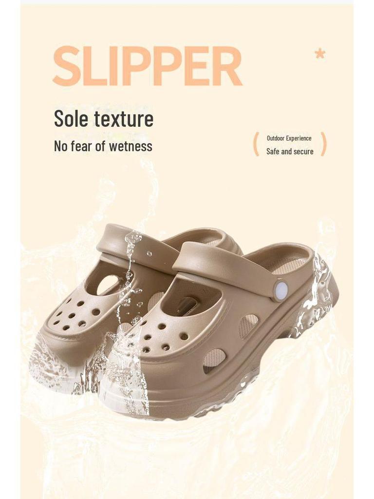 Damen-EVA-Mary-Jane-Schuhe, verbesserte Ausführung: Dicksohlige, höhenerhöhende, rutschfeste Zehensandalen für den Strand